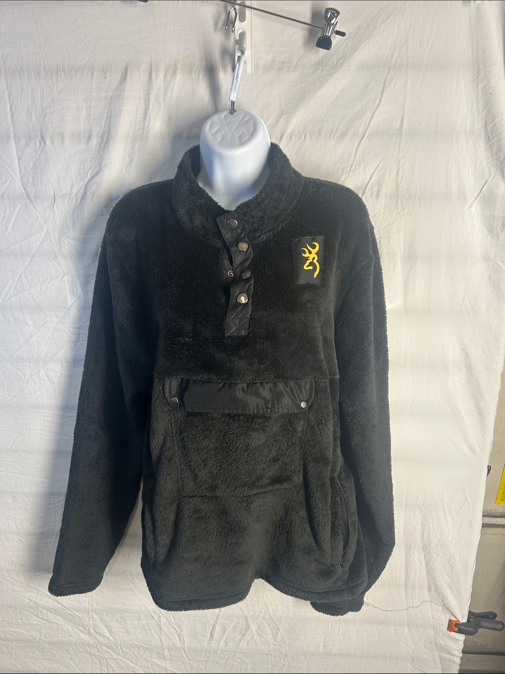Browning Black Fleece Pullover with Yellow Logo